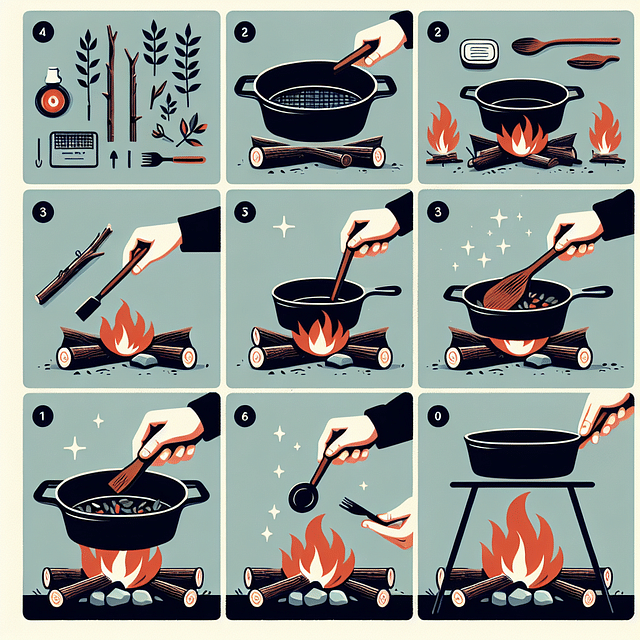 cooking with cast iron over campfire