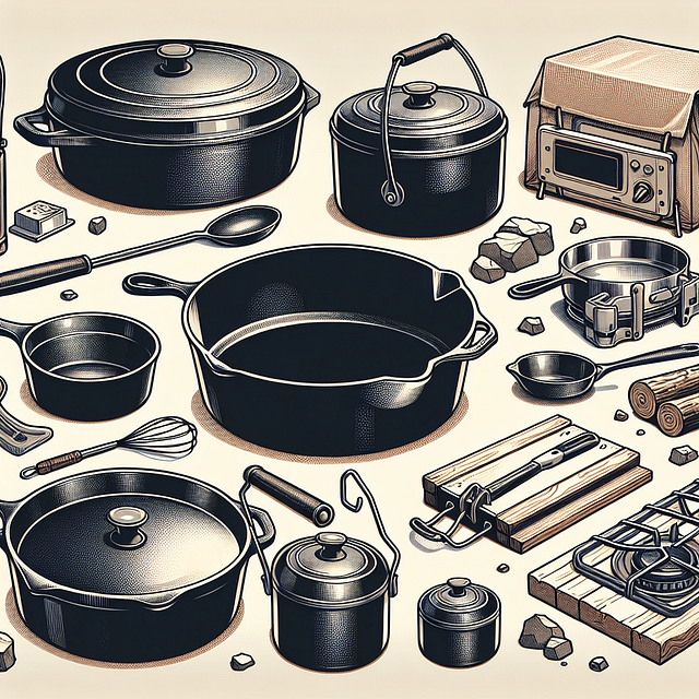 cast iron cookware collection for camping