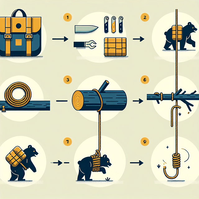 hoisting bear bag into the air