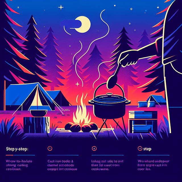 serving food from cast iron cookware at campsite