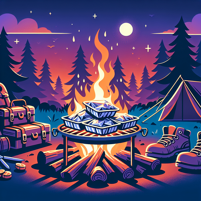 foil packets cooking over a campfire