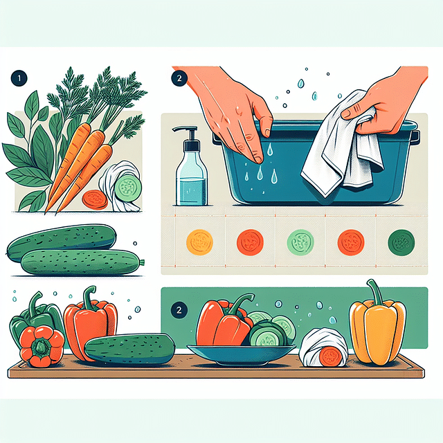 drying vegetables with a towel