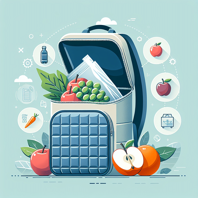 insulated bag with fresh produce in a backpack