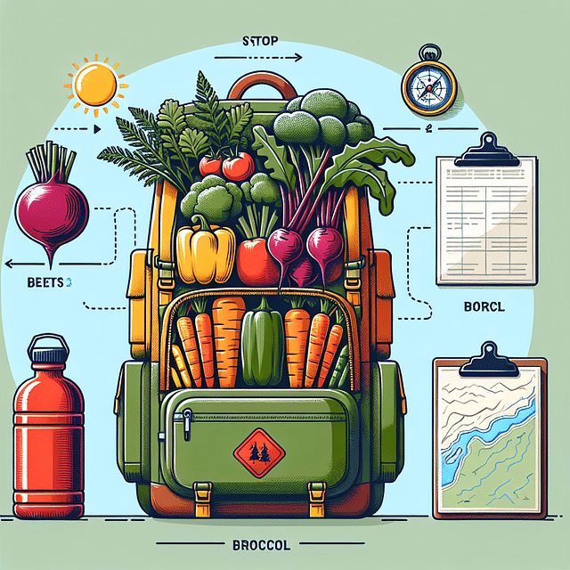 backpack packing strategy with vegetables