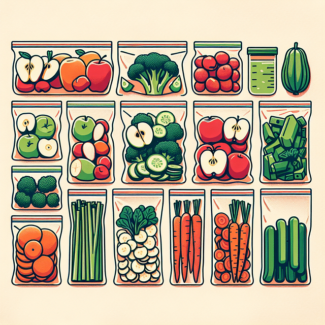 pre-cut fruits and vegetables in resealable bags