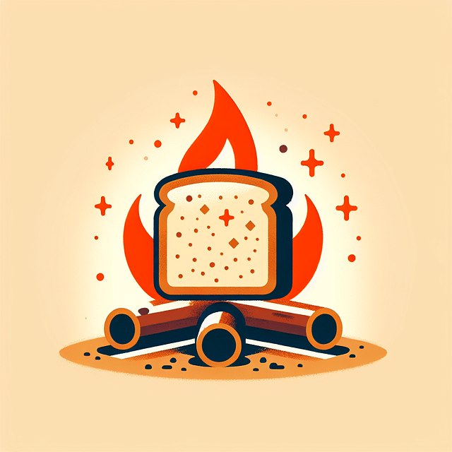 slice of bread with cinnamon sprinkled on it over a campfire