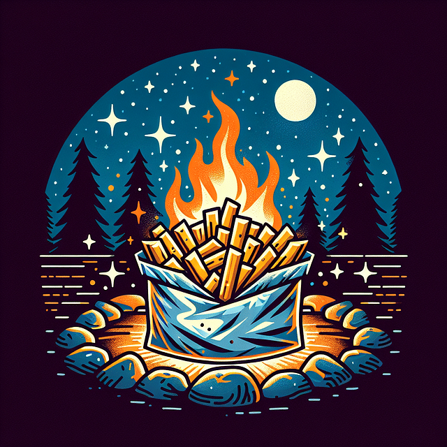 foil packet of fries seasoned with cumin on a campfire