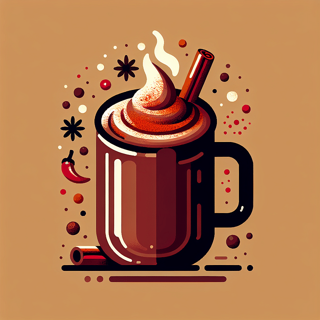 mug of hot chocolate with a dash of chili powder and cinnamon
