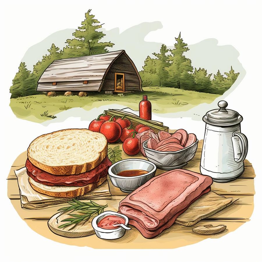 Illustration of Common Camping Food with Short Shelf Life