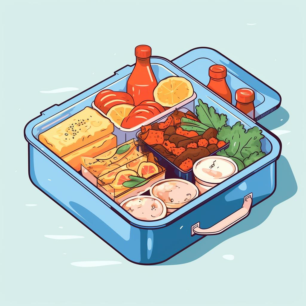 A well-organized cooler with meals and ice packs
