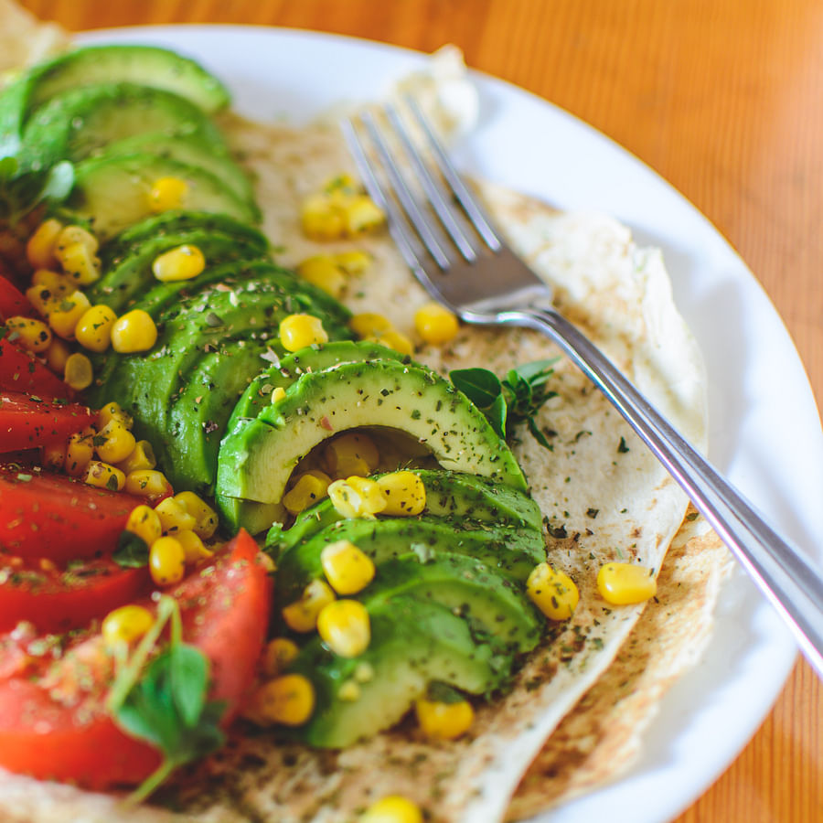 Vegetarian camping meal served outdoors